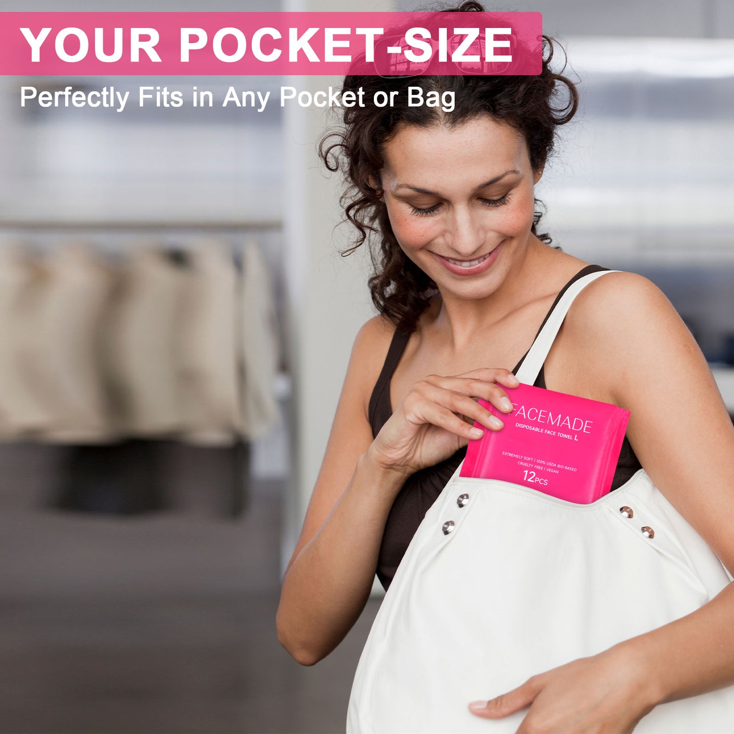 FACEMADE 12 ct , 5 Pack Face Towels XXL,Disposable Face Towelettes Travel Pack