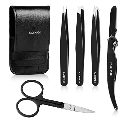 FACEMADE Tweezers Set with Scissors and Eyebrow Razor Eyebrow Tweezers