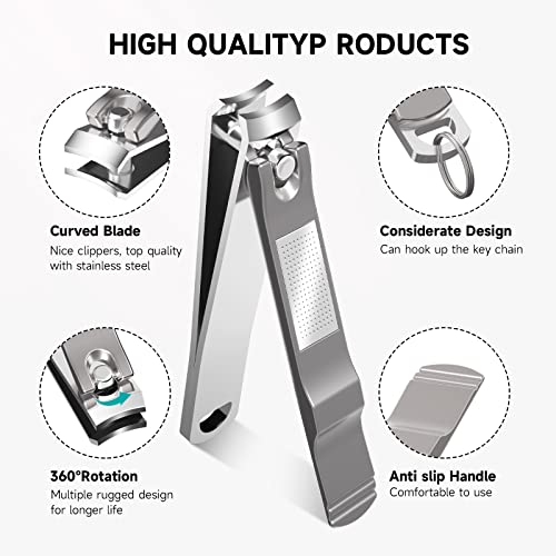 FACEMADE Nail Clippers Set, Stainless Steel Toenail and Fingernail Clippers