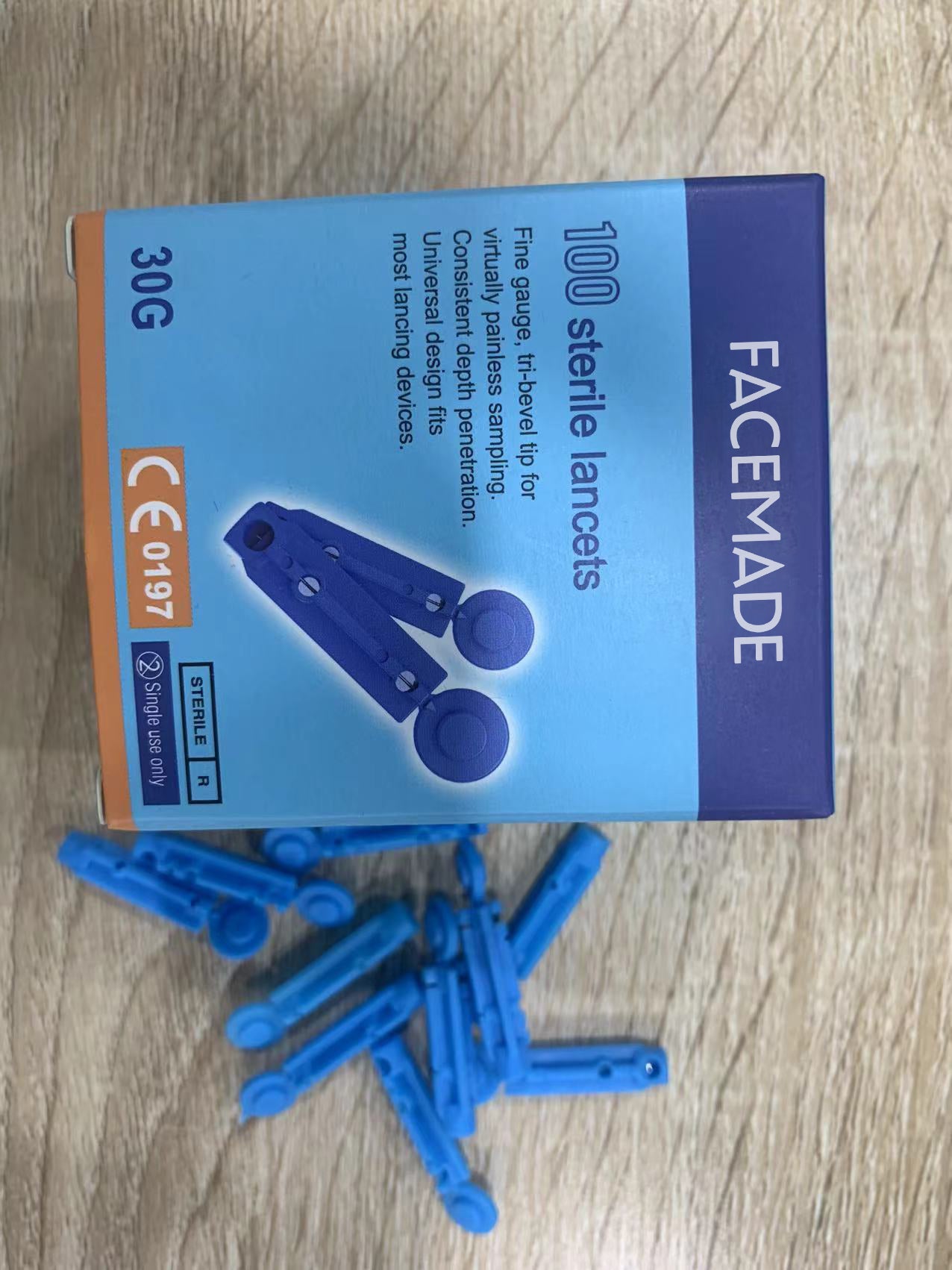 FACEMADE Twist Top Lancets for Lancing Devices, 100 Count, 30 Gauge Diabetic Lancets, Sterile Lancets for Blood Sugar Test