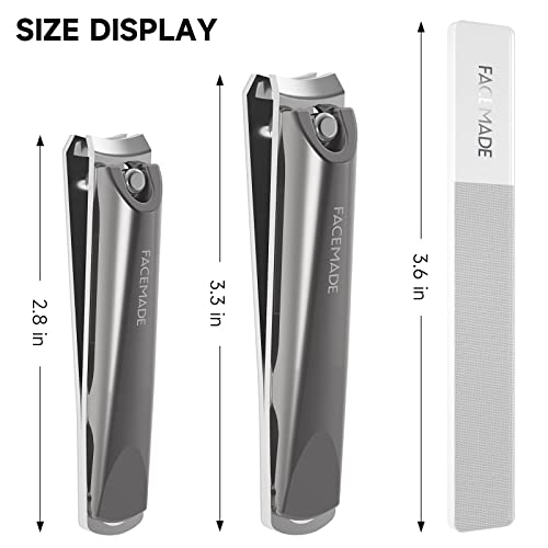 FACEMADE Nail Clippers Set, Stainless Steel Toenail and Fingernail Clippers