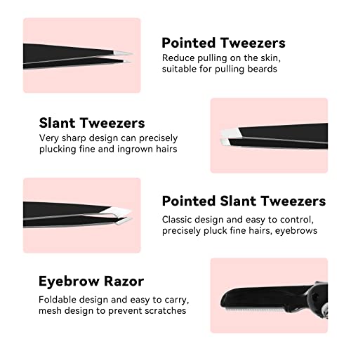 FACEMADE Tweezers Set with Scissors and Eyebrow Razor Eyebrow Tweezers